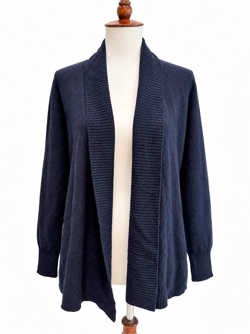Talbots Pure Cashmere Open Front Cardigan Black Medium Petite